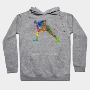 Young man practices fitness in watercolor Hoodie